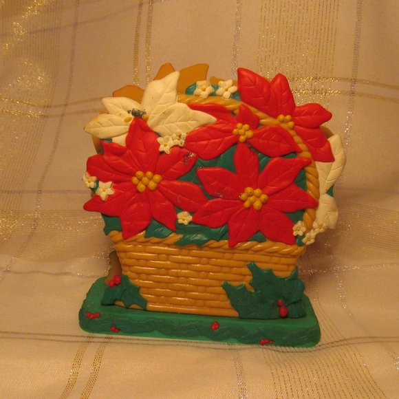 none Other - RETRO BAKELITE  napkin holder  Christmas card holder poiensietts RED GREEN.